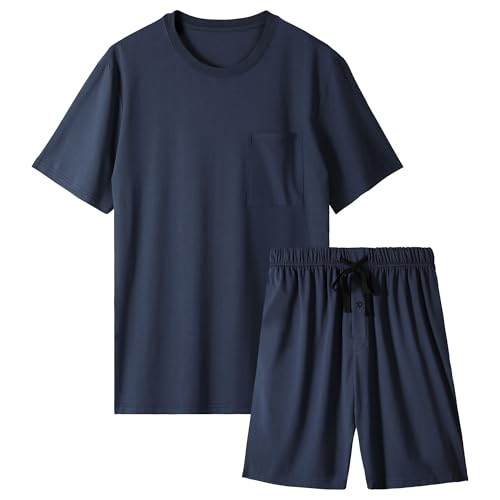 BAMBOO COOL Herren-Pyjama-Set Sommer-Pyjama Nachtwäsche Kurzarmhemden Weiche, leichte Schlafanzüge mit Taschen S-2XL von BAMBOO COOL