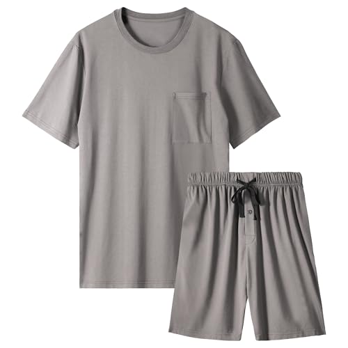 BAMBOO COOL Herren-Pyjama-Set Sommer-Pyjama Nachtwäsche Kurzarmhemden Weiche, leichte Schlafanzüge mit Taschen S-2XL von BAMBOO COOL