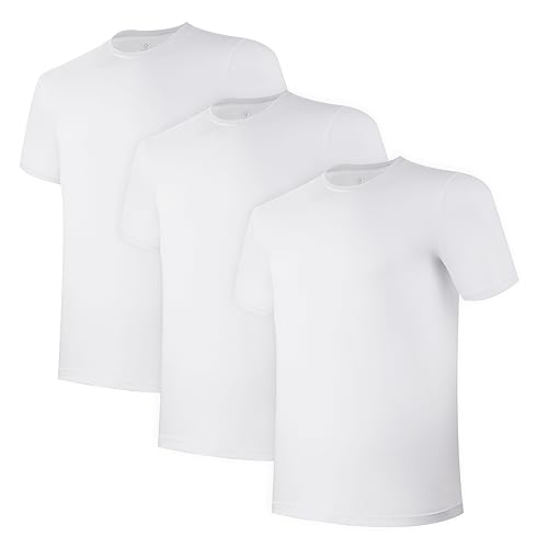 BAMBOO COOL Herren Unterhemd Rundhalsausschnitt Basic Männer Kurzarm Tshirt 3er Pack von BAMBOO COOL