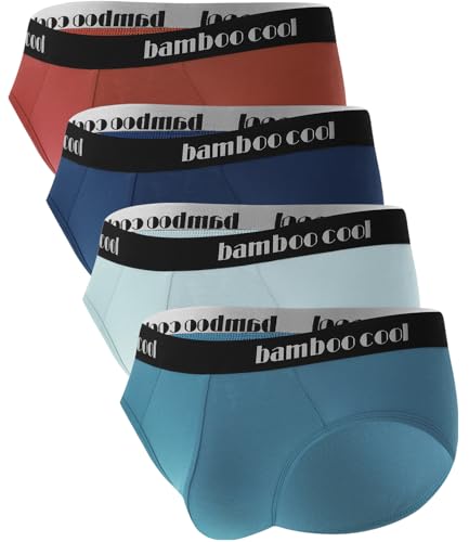 BAMBOO COOL Herren Unterwäsche Slips Weich Atmungsaktiv Bambus Slips Unterwäsche Contour Pouch No Fly Herren Slips, Pulverblau, Hellblau, Rot, Dunkelblau, Medium von BAMBOO COOL
