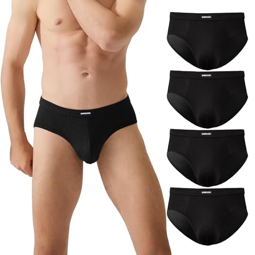 BAMBOO COOL Herrenslip Slips Männer Unterhosen Herren Slip Atmungsaktive Unterwäsche mit 3D Beutel 4er Pack von BAMBOO COOL