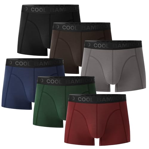 BAMBOO COOL Männer Boxershorts Bambus Herren Unterhosen Boxershort Atmungsaktive Unterwäsche 6er Pack von BAMBOO COOL