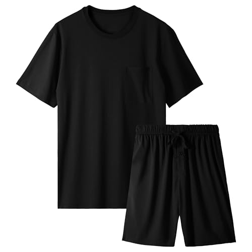 BAMBOO COOL Herren-Pyjama-Set Sommer-Pyjama Nachtwäsche Kurzarmhemden Weiche, leichte Schlafanzüge mit Taschen S-2XL von BAMBOO COOL