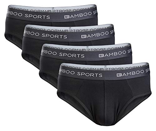 BAMBOO SPORTS B: Herren-Slip ohne Eingriff - super weiche und bequeme Passform, Schwarz, 4 Stück, X-Large von BAMBOO SPORTS B