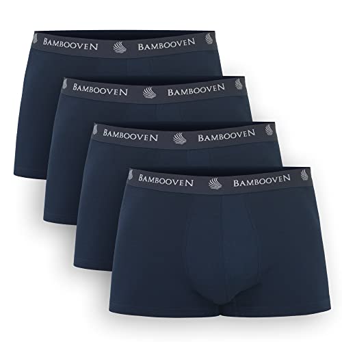 BAMBOOVEN Atmungsaktive Badehose – Bambus schweißableitende Unterwäsche, Anti-Scheuern, integrierte Beutelstütze, weiche Badehosen (4 Stück), Marineblau, X-Large von BAMBOOVEN