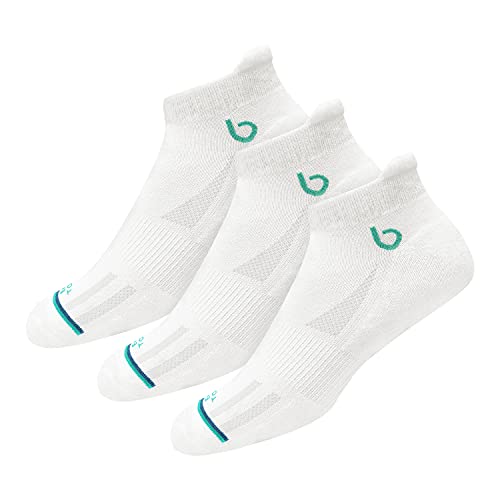 BAMBOS Öko-Touch 3 Paar Sneakersocken Herren Damen Kurze Sportsocken Laufen, Gym & Fitness Unisex Bambus Socken (EU 35-38, Öko Weiß) von BAMBOS