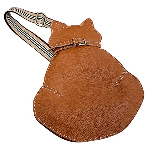 Frauen Crossbody Tasche Einzelne Umhängetasche Leder Rucksack Katze Form Münze Geldbeutel Hip Hop Neuheit Tasche (Braun) von BAMINX