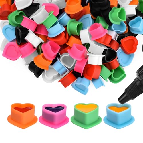 BAMTTOO 200pcs Mixed Color Tattoo Ink Cup Disposable Silicone Tattoo Pigment Cups Ink Holder Eyebrow Eyeliner Lip Pigment Caps Microblading Tattoo Supplies von BAMTTOO