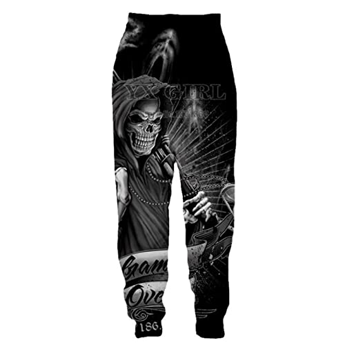 BANAITIE Herren 3D Totenkopf Volldruck Horror Jogginghose Hip Hop Harajuku Freizeithose Unisex Bequeme Sporthose,10,L von BANAITIE