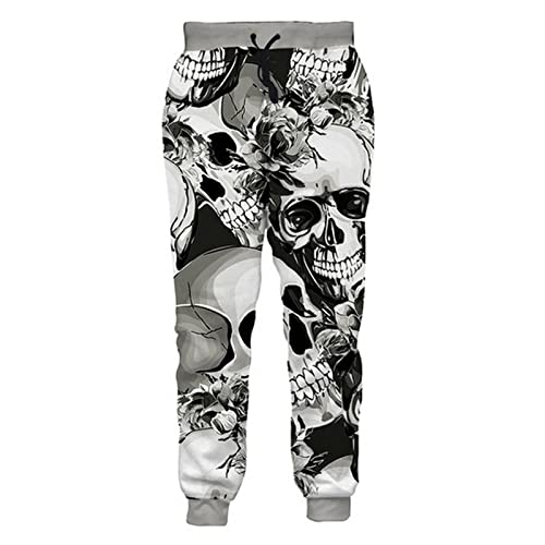 BANAITIE Herren 3D Totenkopf Volldruck Horror Jogginghose Hip Hop Harajuku Freizeithose Unisex Bequeme Sporthose,5,XL von BANAITIE