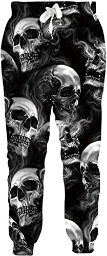 BANAITIE Herren 3D Totenkopf Volldruck Horror Jogginghose Hip Hop Harajuku Freizeithose Unisex Bequeme Sporthose,7,L von BANAITIE