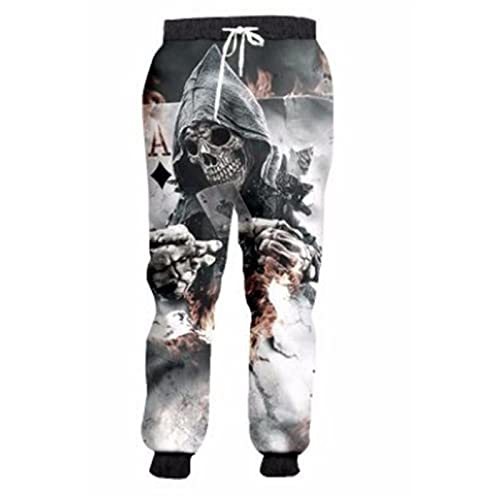 BANAITIE Herren 3D Totenkopf Volldruck Horror Jogginghose Hip Hop Harajuku Freizeithose Unisex Bequeme Sporthose,8,L von BANAITIE