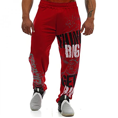 BANAITIE Jogginghose Herren Herrenhose Bedruckte Fitness Sport Sweathose Herren Jogger mit Taschen Herren Trainingshose,rot,XXL von BANAITIE