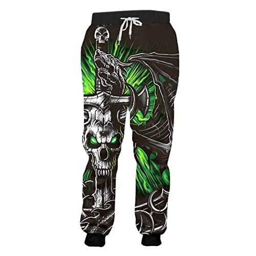 BANAITIE Herren 3D Totenkopf Volldruck Horror Jogginghose Hip Hop Harajuku Freizeithose Unisex Bequeme Sporthose,1,3XL von BANAITIE