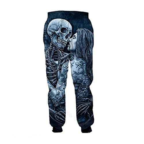 BANAITIE Herren 3D Totenkopf Volldruck Horror Jogginghose Hip Hop Harajuku Freizeithose Unisex Bequeme Sporthose,11,m von BANAITIE