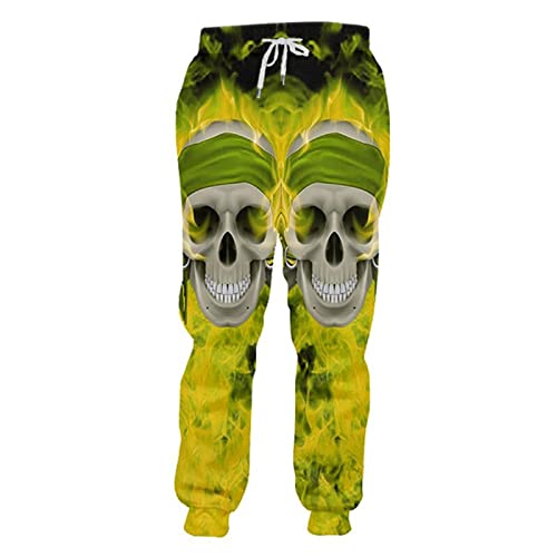 Herren 3D Totenkopf Volldruck Horror Jogginghose Hip Hop Harajuku Freizeithose Unisex Bequeme Sporthose,3,5XL von BANAITIE