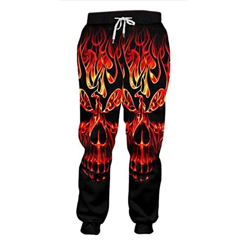 Herren 3D Totenkopf Volldruck Horror Jogginghose Hip Hop Harajuku Freizeithose Unisex Bequeme Sporthose,4,4XL von BANAITIE