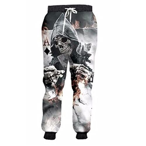 Herren 3D Totenkopf Volldruck Horror Jogginghose Hip Hop Harajuku Freizeithose Unisex Bequeme Sporthose,8,5XL von BANAITIE