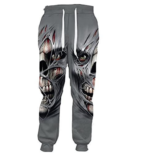 Herren 3D Totenkopf Volldruck Horror Jogginghose Hip Hop Harajuku Freizeithose Unisex Bequeme Sporthose,9,4XL von BANAITIE