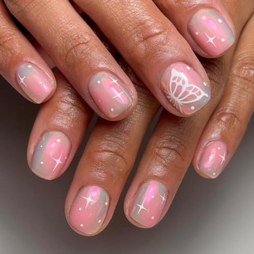 24 teile/beutel Nagel Tipps Rosa Quadrat Sarg Falsche Nägel Glitzer Gefälschte Nägel Maniküre Salon Nail Art Werkzeuge Für Frauen Mädchen Kurz Drücken Auf Nägel Glitzer Design Glossys Stick Auf Nägel von BANAN