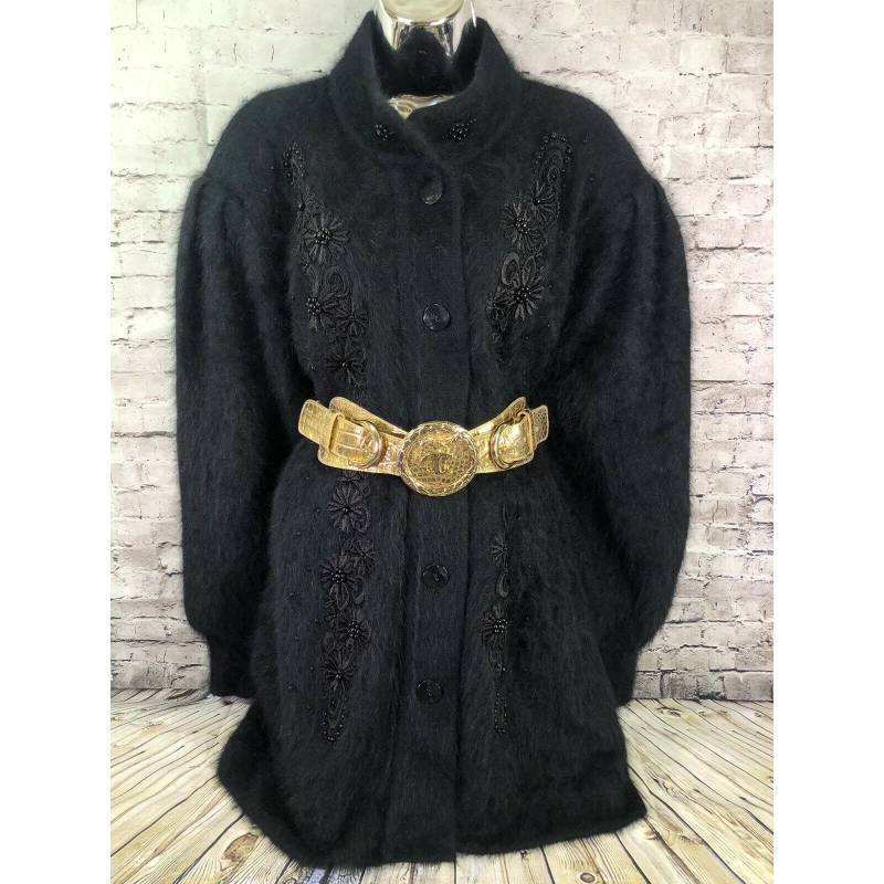 Vtg Lee Sands Verzierte Angora-Kaninchen-Pullover-Jacke Glam Plus Gr von BANANABLINGVEGAS