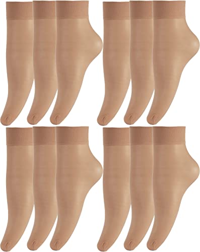 BANANALU 12 Paar 20 Den Nylon Socken feinstrumpfsöckchen Großpackung Vera 20 Naturale One Size von BANANALU