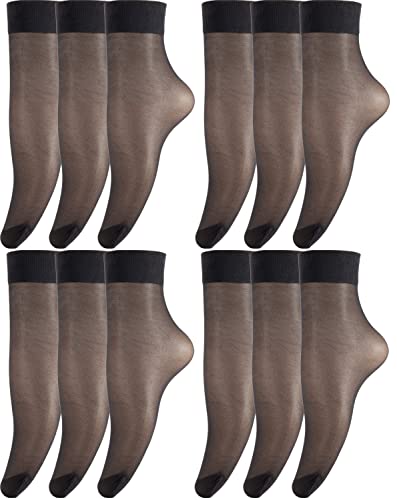 BANANALU 12 Paar 20 Den Nylon Socken feinstrumpfsöckchen Großpackung Vera 20 Nero One Size von BANANALU