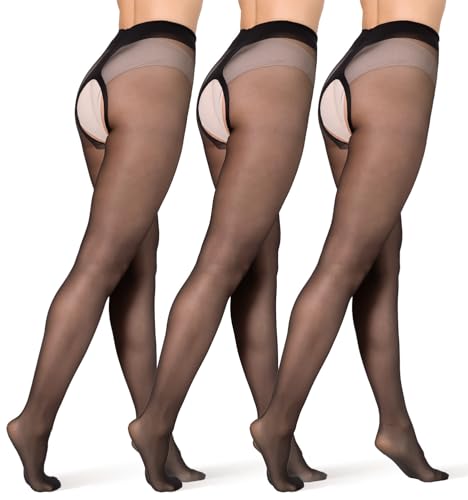 BANANALU 20 Den Ouvert Strumpfhose mit offenem Schritt Große Öffnung Plus Intimo Plus 20 Nero - 3er Set XL von BANANALU