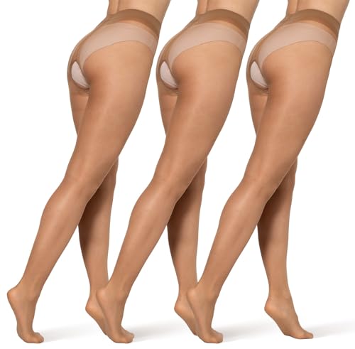 BANANALU 20 Den Ouvert Strumpfhose mit offenem Schritt Intimo 20 Bronze - 3er Set L von BANANALU