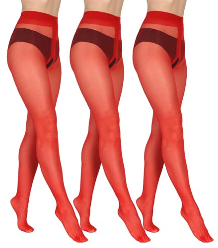 BANANALU 20 Den Ouvert Strumpfhose mit offenem Schritt Intimo 20 Red - 3er Set S von BANANALU