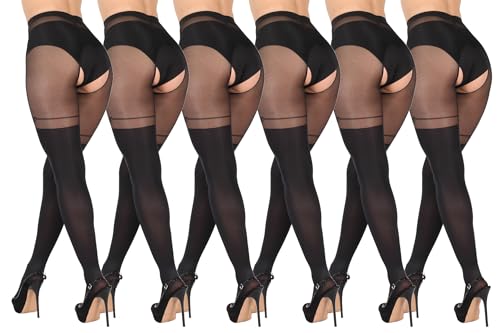 BANANALU 20 Den Overknee Sexy Ouvert Strumpfhose mit offenem Schritt Cutout Intimo Secret Nero - 6er Set L von BANANALU