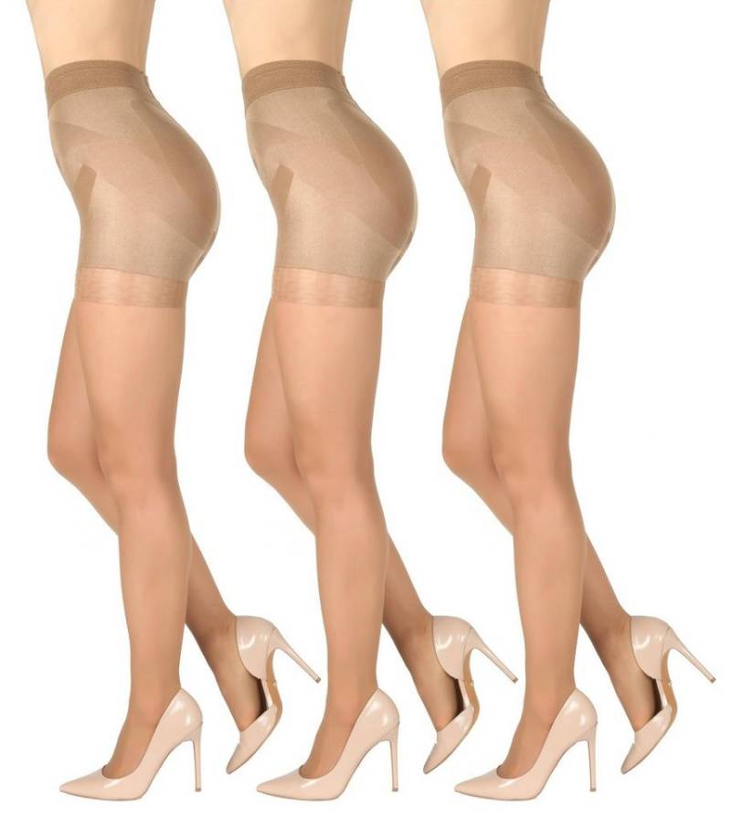 BANANALU Feinstrumpfhose Bauch Bein Po Strumpfhose figurformende Miederhose mit shaping Effekt 20 DEN (3 St) von BANANALU