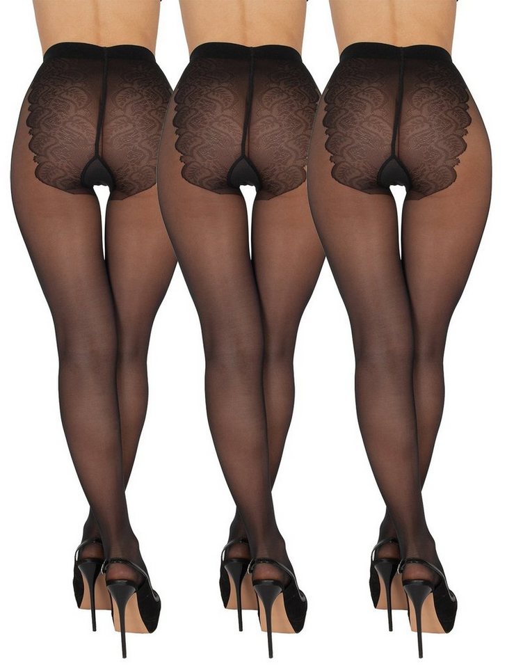 BANANALU Feinstrumpfhose Spitzen Strumpfhose Bikinihöschenteil Mattoptik 40 DEN (3 St) von BANANALU