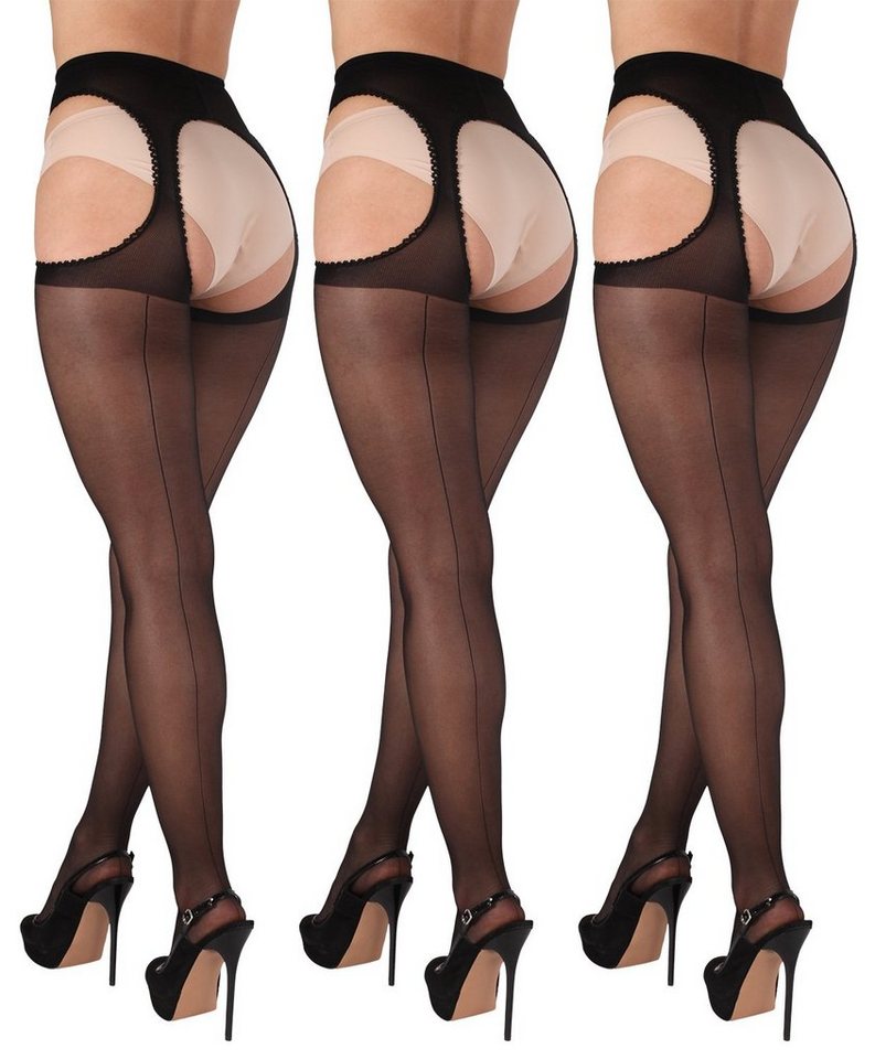BANANALU Ouvert Strumpfhose mit Naht Ouvert Strumpfhose mit offenem Schritt Cutout 20 DEN (3 St) von BANANALU