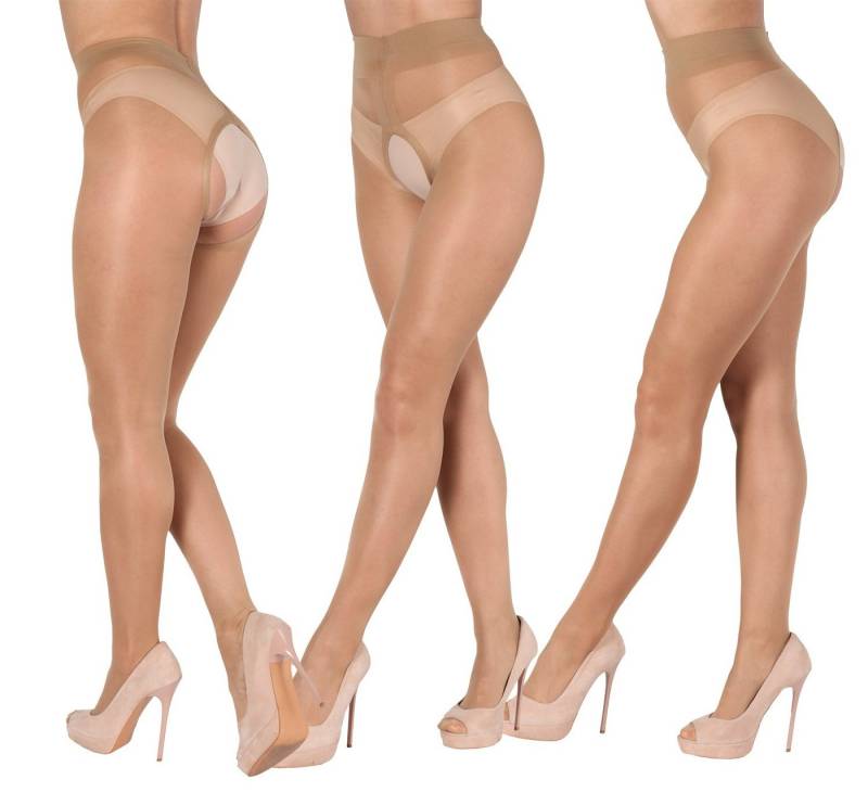 BANANALU Ouvert Strumpfhose Ouvert Strumpfhose mit offenem Schritt Große Öffnung Plus 20 DEN (3 St) von BANANALU