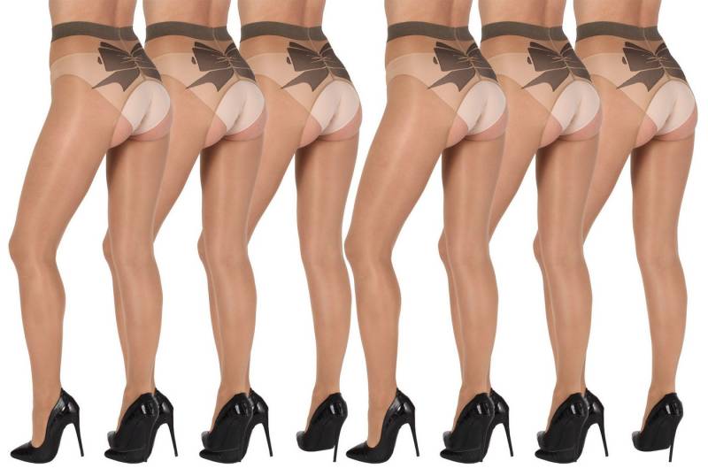 BANANALU Ouvert Strumpfhose gemusterte Ouvert Strumpfhose mit offenem Schritt und Schleife 20 DEN (6 St) von BANANALU