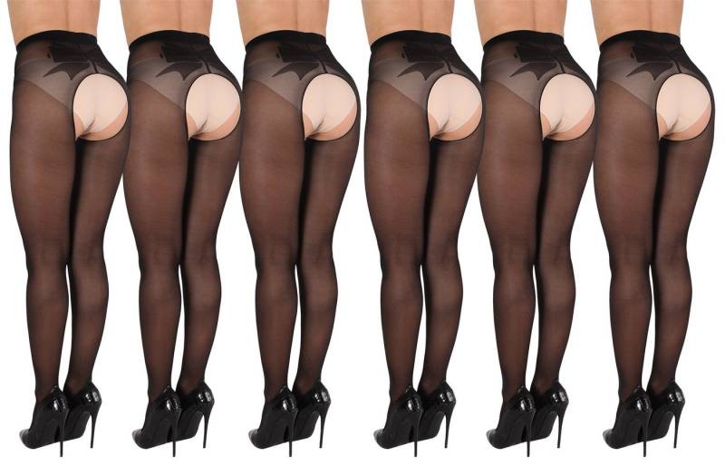 BANANALU Ouvert Strumpfhose gemusterte Ouvert Strumpfhose mit offenem Schritt und Schleife 20 DEN (6 St) von BANANALU