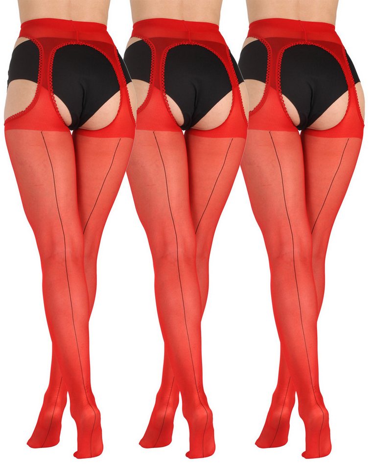 BANANALU Ouvert Strumpfhose mit Naht Ouvert Strumpfhose mit offenem Schritt Cutout 20 DEN (3 St) von BANANALU