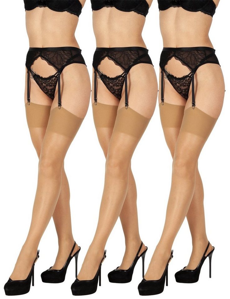BANANALU Strapsstrümpfe Strapsstrümpfe elastische Strapsen für Damen (3-Paar) von BANANALU