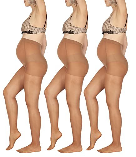 BANANALU Strumpfhose für Schwangere 40 Den Umstandsstrumpfhose Mama 40 Bronze 3er Set L von BANANALU