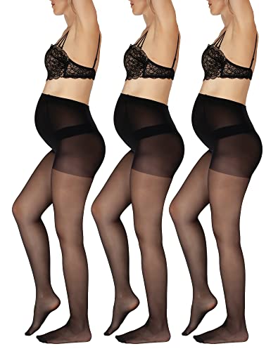 BANANALU Strumpfhose für Schwangere 40 Den Umstandsstrumpfhose Mama 40 Nero 3er Set XL von BANANALU