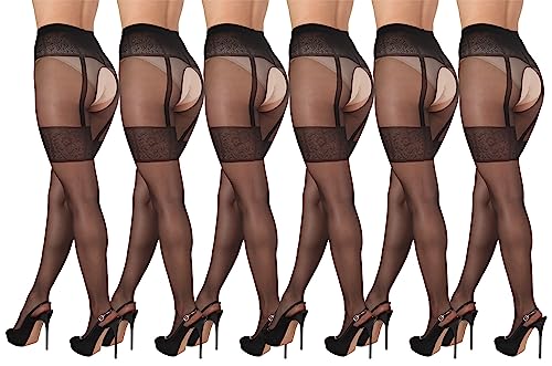 BANANALU gemusterte Ouvert Strumpfhose mit offenem Schritt 20 Den Intimo Noir 20 Nero - 6er Set L von BANANALU