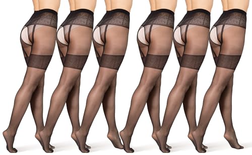 BANANALU gemusterte Ouvert Strumpfhose mit offenem Schritt 20 Den Intimo Noir 20 Nero - 6er Set S von BANANALU