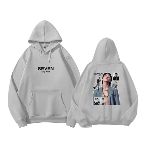 BANB Jungkook Photo Print Hoodie 7 Album Merch K-Pop Support Sweatshirt Grey Thin-S von BANB