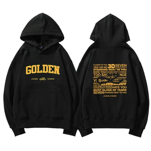 BANB Jungkook Soloalbum Golden Merch Hoodies K-Pop-Fans unterstützen Kapuzen-Sweatshirt Black Thin-XXL von BANB