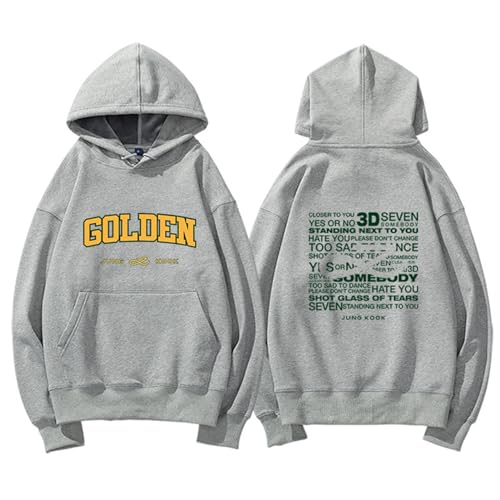 BANB Jungkook Soloalbum Golden Merch Hoodies K-Pop-Fans unterstützen Kapuzen-Sweatshirt Light Grey Thick-M von BANB