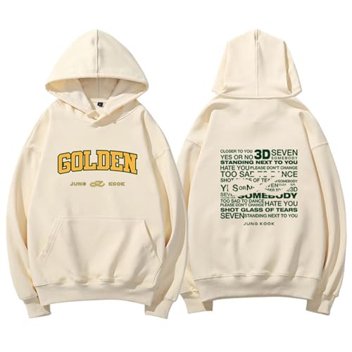 BANB Jungkook Soloalbum Golden Merch Hoodies K-Pop-Fans unterstützen Kapuzen-Sweatshirt apricot Thin-M von BANB