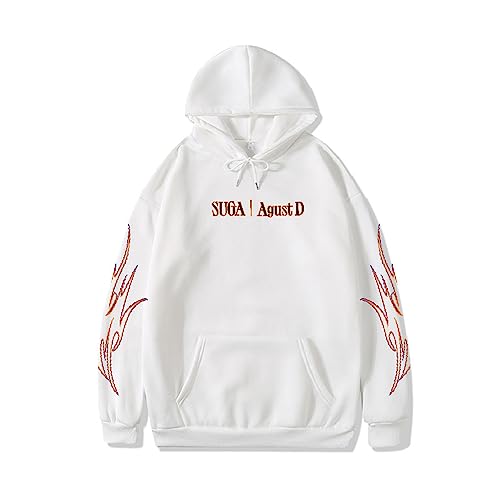 BANB Suga Agust D Concert Merch Hoodie warmes Loses Sweatshirt für Fans A White-XL von BANB