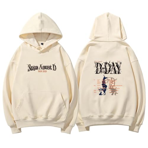 BANB Suga Agust D Tour Merch Hoodie D-Day Pullover Baumwoll lose Sweatshirt für süße Fans Apricot Thick-S von BANB