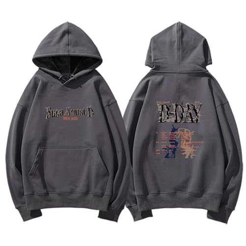 BANB Suga Agust D Tour Merch Hoodie D-Day Pullover Baumwoll lose Sweatshirt für süße Fans Dark Grey Thick-M von BANB